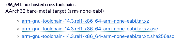 ARM toolchain download page