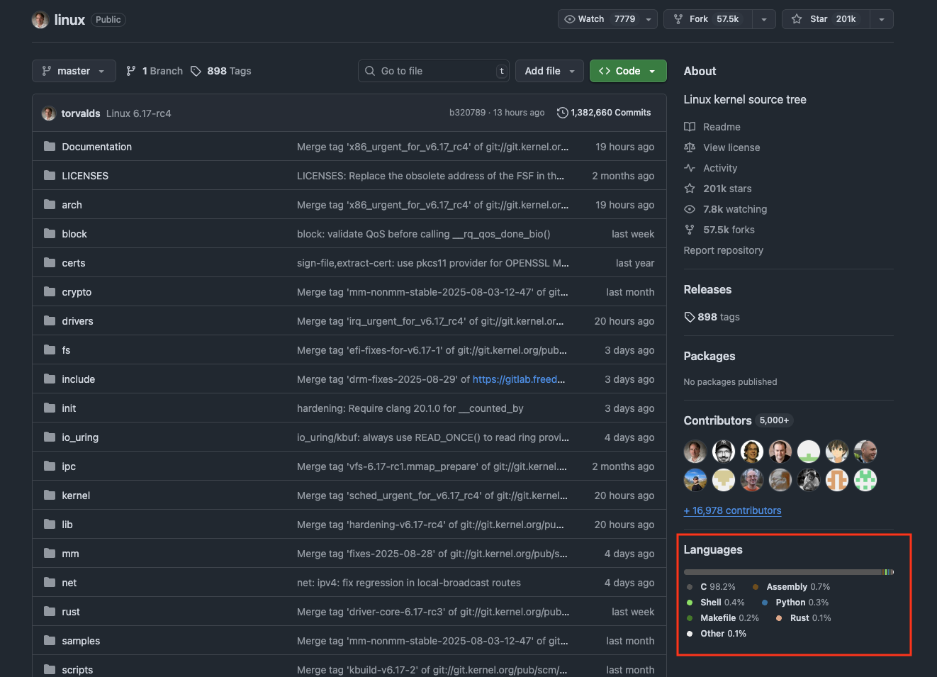 github linux kernel language
